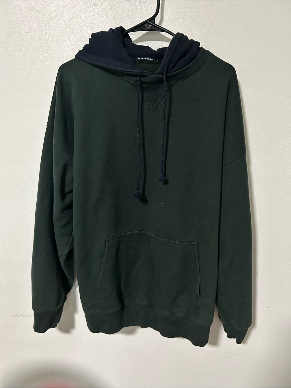 Brandy Melville Dark Green Hoodie with Navy Hood